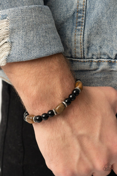 Paparazzi Unity - Brown and Black Beaded Bracelet for Men