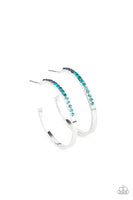 Paparazzi Somewhere Over the OMBRE - Blue Rhinestone Hoop Earrings