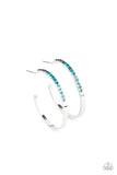 Paparazzi Somewhere Over the OMBRE - Blue Rhinestone Hoop Earrings