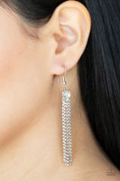 Drop Dead Dainty - White Rhinestone- Paparazzi Earrings - TheSavvyShoppersJewelryStore