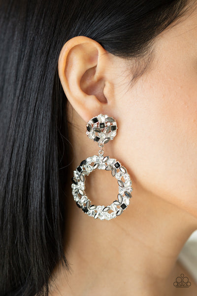 Paparazzi Party Ensemble - Black and Rhinestone Post Earrings