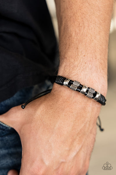 Paparazzi Urban Cattle Drive - Black Drawstring Bracelet for Men