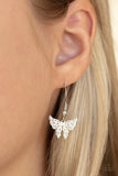 Paparazzi Bountiful Butterflies - White Silver Necklace with Butterfly Charm