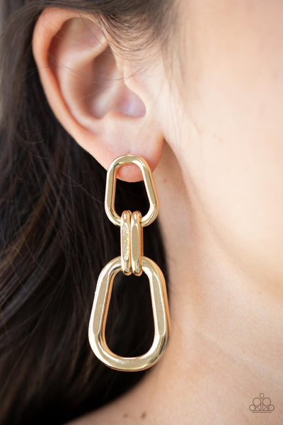 Harmonic Hardware - Gold - Paparazzi Earrings - TheSavvyShoppersJewelryStore