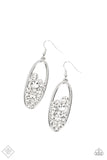 Paparazzi Prismatic Poker Face - White Rhinestone Earrings