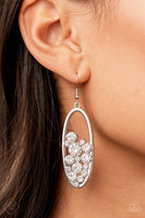 Paparazzi Prismatic Poker Face - White Rhinestone Earrings