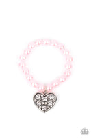 Paparazzi Cutely Crushing - Pink Pearl Bracelet with Heart Charm