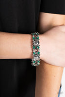 Paparazzi Definitively Diva - Green Bracelet with Hematite Rhinestones