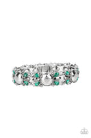 Paparazzi Definitively Diva - Green Bracelet with Hematite Rhinestones