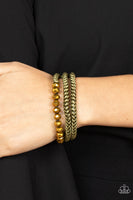 Gutsy and Glitzy - Brass - Paparazzi brass stretchy bracelets with aurum stones - TheSavvyShoppersJewelryStore