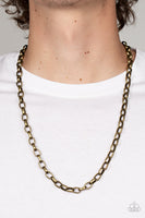 Gridiron Rumble - Brass - Paparazzi brass necklace for men - TheSavvyShoppersJewelryStore