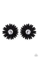 Paparazzi Sunshiny DAIS-y - Black and Rhinestone Earrings