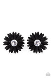 Paparazzi Sunshiny DAIS-y - Black and Rhinestone Earrings