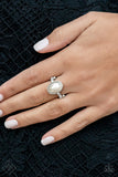 Paparazzi One Day at a SHOWTIME - White Pearl and Rhinestone Ring