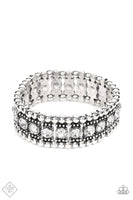 Paparazzi Ritzy Reboot - White Rhinestone and Silver Bracelet