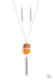 Paparazzi Reel It In - Orange and Brown Necklace