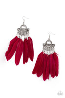 Paparazzi Plume Paradise - Red Feather Earrings