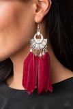 Plume Paradise - Red - Paparazzi Feather Earrings - TheSavvyShoppersJewelryStore