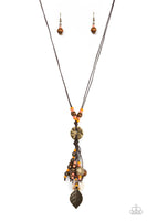 Paparazzi Knotted Keepsake - Orange and Coral Necklace