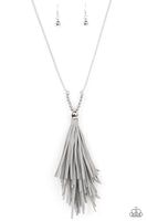 Paparazzi A Clean Sweep - Silver and Gray Tassel Necklace