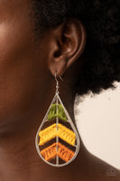 Nice Threads - Multi - Paparazzi Teardrop shaped Earrings with Green, Yellow and Brown - TheSavvyShoppersJewelryStore