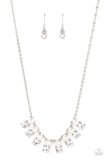 Paparazzi Dashingly Duchess - White Rhinestone and Pearl Necklace