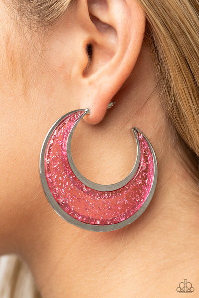 Charismatically Curvy - Pink - Paparazzi Hoop Earrings - TheSavvyShoppersJewelryStore