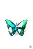 Paparazzi Fluorescent Flutter - Green Butterfly Gemstone Ring