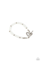 Paparazzi Following My Heart - White Bracelet with Heart Toggle Closure