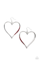 Paparazzi Bewitched Kiss - Red Rhinestone Heart Earrings