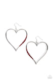 Paparazzi Bewitched Kiss - Red Rhinestone Heart Earrings