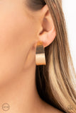 Versatile Velocity - Gold - Paparazzi gold clip-on hoop earrings - TheSavvyShoppersJewelryStore