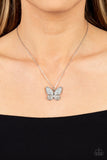 Flutter Forte - White - Paparazzi Rhinestone Buterfly Necklace - TheSavvyShoppersJewelryStore