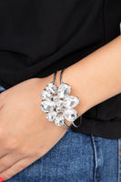 DAUNTLESS is More - White - Paparazzi rhinestone hinge style bracelet - TheSavvyShoppersJewelryStore