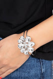 DAUNTLESS is More - White - Paparazzi rhinestone hinge style bracelet - TheSavvyShoppersJewelryStore