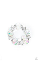 Paparazzi Discus Throw - White Iridescent Bracelets