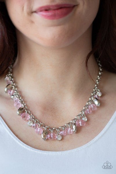 Paparazzi Downstage Dazzle - Pink Necklace