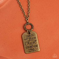 Paparazzi Persevering Philippians - Brass Necklace with Inspirational message **ONE LEFT**