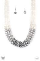 Paparazzi Lady In Waiting - Silver/White/Gray Pearl Necklace