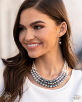 Paparazzi Lady In Waiting - Silver/White/Gray Pearl Necklace