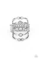 Paparazzi Layer On The Luster - White Silver Ring with Rhinestones