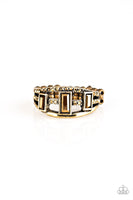 Paparazzi Noble Nova - Brass Ring with Aurum Rhinestones