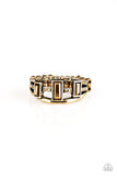 Paparazzi Noble Nova - Brass Ring with Aurum Rhinestones