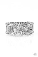 Paparazzi Can Only Go UPSCALE From Here - White Rhinestone Ring