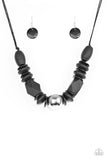 Paparazzi Grand Turks Getaway - Black Wood Bead Necklace