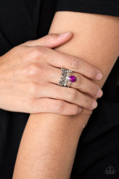 Paparazzi Crowned Victor - Pink Rhinestone Ring