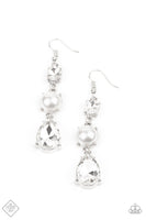 Paparazzi Unpredictable Shimmer - White Pearl and Rhinestone Earrings